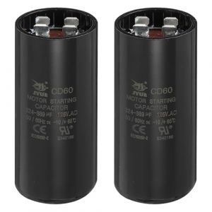QUARKZMAN Condensateur CD60 324-389 UF/Mfd, 125 VAC Condensateur De D&eacute;marrage Moteur CD60 Pour Moteur De Ventilateur &Eacute;lectrique D&eacute;marrage Pompe &Agrave; Eau (Noir, Lot De 2) (QUARKZMAN, neuf)