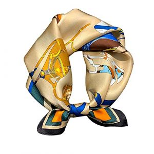 Aufeel Petit foulard carrée 100 % pure soie de mûrier pour femme, Foulard en soie, 53 x 53 cm, bleu foncé, Small (TechGeniusDepot, neuf)