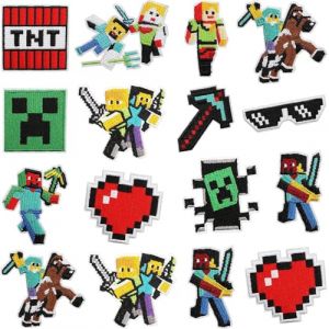 16 Pièce Jeux vidéo Patch Thermocollant Vetement, Ecusson Thermocollant Enfant Jeux, Jeu Vidéo Ecusson a Coudre, Renfort Genoux Enfant pour Vêtements Chapeaux Jeans (Heng he, neuf)