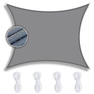 ZQXFZ Voile d Ombrage Rectangulaire 3x6m Gris Clair， Toile d'Ombrage Résistant à la Pluie Anti 90% UV Contre Le Vent Résistant, Toile d'Ombrage pour Pergola Plein air Terrasse (Magasin De Tissus ColoréS, neuf)