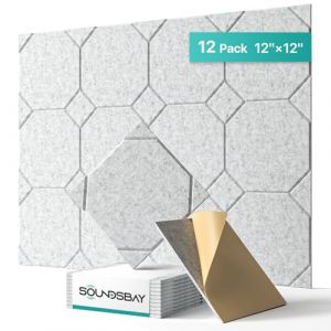Soundsbay Lot de 12 panneaux acoustiques autocollants en polyester pour isolation acoustique, absorbeur de bruit, pour un traitement acoustique efficace et une d&eacute;coration murale &eacute;l&eacute;gante, 30 x 30 x (Soundsbay, neuf)