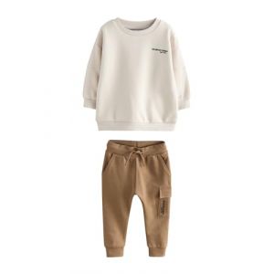 NEXT Gar&ccedil;on Ensemble pantalon de jogging militaire et sweat Ecru Off White 3 Ans-4 Ans (Next Germany GmbH, neuf)