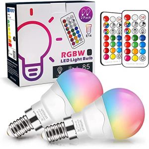 Unisun Ampoule LED E14 6W (&Eacute;quivalent 40W) - RVB Changement de Couleur & Dimmable,- Culot Edison &agrave; Vis E14 - &Eacute;clairage d'ambiance avec T&eacute;l&eacute;commande pour Maison, Bar, F&ecirc;tes et KTV (Lot de 2) (Visun Technology, neuf)