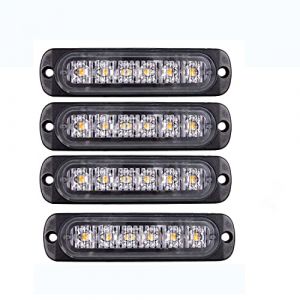 PICAA 4X stroboscopique à 6 LED pour voiture - Barre lumineuse pour véhicule de 12 V à 24 V - Balise clignotante de sécurité pour voiture, véhicule utilitaire, bateau, remorque, caravane (ambre) (BEISHUO-UK, neuf)