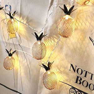 Guirlandes en Métal, EONANT 2M 20LED Chaîne Polygonale en Métal d'or Rose de Fées S'allume à Piles pour la Décoration de Fête à la Maison de Noël (Ananas) (AntEuro, neuf)