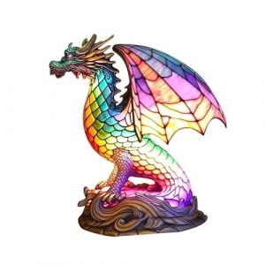 MagiDeal Lampe de Table Animal Lampe de Table r&eacute;tro Lampe de Chevet Lampe de Chambre Lampe de Bureau Lampe en r&eacute;sine teint&eacute;e pour Table de Chevet d&eacute;coration, Dragon (Grand Plaisir 360, neuf)
