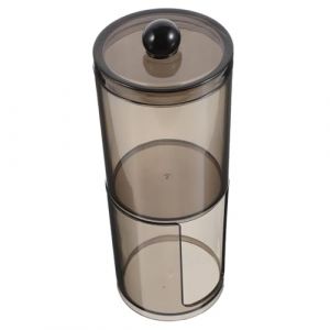 Mipcase Distributeur de Coton-tiges avec Couvercle Pot de Rangement Transparent pour Salle de Bain Support de Maquillage Noir pour Organisation Voyage (andy wang, neuf)