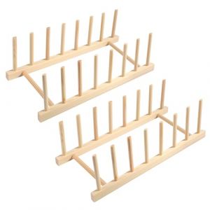 Parastar Lot de 2 supports d'assiettes en bois, porte-assiettes, porte-couvercles de casseroles, support de couvercle, tiroir, égouttoir en bois, support de planche à découper, organisateur pour (HuiFAN, neuf)
