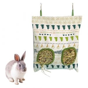 WUSJCOF Sac à foin suspendu à deux trous pour petits animaux, sac à foin pour lapins, mangeoire pour lapins, sacs à foin, sac à foin pour cochons d'Inde pour lapins, cochons d'Inde et chinchillas (NAROU DUTEN, neuf)