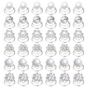 SYEYCW 36 Pièces Pinces à Cheveux en Spirale, Épingles à Cheveux en Spirale, pour les Cheveux d'Épouse avec Perles en Strass Cristal, pour Mariage, Anniversaires, Mariée, Femme, Fille, 6 Styles (XUANWEI STORE, neuf)
