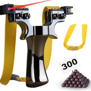 PZCC Professionnel Super Clip Slingshot avec Bande élastique, équipement de Sport en lot avec Caoutchouc de Rechange et Billes d'argile.(Résine Noire argentée-B) (Appleton Trade Store, neuf)