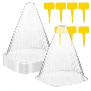 20 Pcs Chapeaux de Plantes, Cloches pour Plantes de Jardin, Couvercle de Cloche en Plastique pour Plante, Capuchon de Protection des Plantes, Cloche Jardin Potager avec Étiquettes de Plantes,14 x 16cm (KAWAAN, neuf)