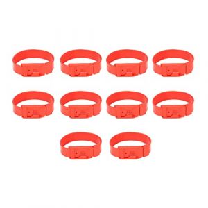 Bandes D'identification de Mouton, Collier de Ch&egrave;vre, pour le Marquage, la Distinction et la Surveillance du B&eacute;tail, Mat&eacute;riau PU, Petit et L&eacute;ger, 10 Pi&egrave;ces (36cm Rouge) (Vijayli, neuf)
