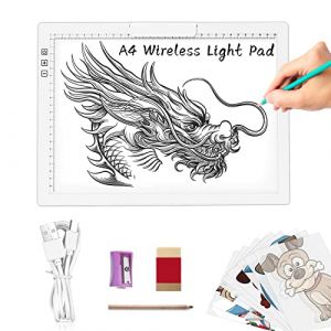 TOHETO A4 Rechargeable Tablette Lumineuse Diamond Painting avec Support Innovant et clip supérieur,Table Lumineuse Dessin, Uminosité Réglable Tableau Tumineux, LED Tables à Dessin Lumineuse (Blanc) (TOHETO FR, neuf)
