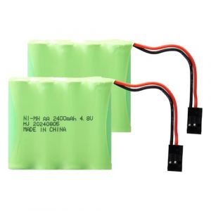 MXJFYY Lot de 2 Batteries NiMH RC 4,8 V 2 400 mAh avec connecteurs Hitec, Batterie Compatible avec contrôleur d'avion RC Futaba, Avions RC, récepteur d'hélicoptère RC, Futaba, JR et Autres modèles (TRENTINO, neuf)