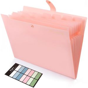 SKYDUE Trieur Document, Trieur 8 Compartiments A4, Dossier Rangement Documents Avec L'&eacute;tiquettes, Rangement Papier/Pochette Document Pour Bureau, Maison, &Eacute;cole(Rose p&ecirc;che) (SKYDUE-EU, neuf)