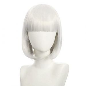 ESPADE Cosplay Wig Perruque for Halloween Mode Fête de Noël Dress Up Perruque Cosplay Discothèque Show Bar Oblique Bangs Femme Cheveux Courts Rose Beige Bleu Bobo Bobo Perruque Couleur: K051-17 (good stuff A, neuf)