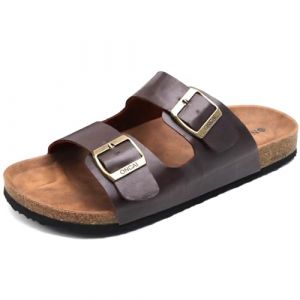 ONCAI Homme-Mules-Sandales-Claquette-Slide-Sandales de Plage Loisir Bout Ouvert Chaussures de Plage Antid&eacute;rapant &Eacute;t&eacute; Confortable Chaussons Marron Taille 46 (JLL66, neuf)
