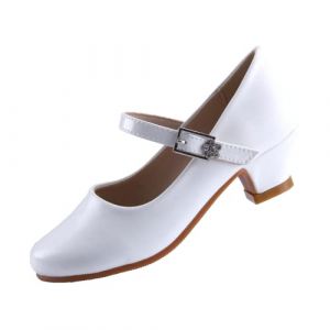 EIGHT KM Filles Chaussures À Talons Hauts Mary Jane Princesse Pompe De Fête De Mariage Chaussures EKM7015 en Cuir Verni Blanc Taille EU 36 (ElfElfElf FR, neuf)