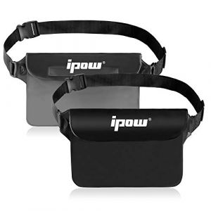 IPOW 2PCS Housse &Eacute;tanche &agrave; Ceinture Certifi&eacute;e IPX8 Sangle Ajustable 3 Zipper Plastique Pochette &agrave; Ceinture/Etui Imperm&eacute;able/Sac pour Nautique,P&ecirc;che,Kayak,Baignade,Protection T&eacute;l&eacute;phone/Argents/Cartes (TechAIBO, neuf)