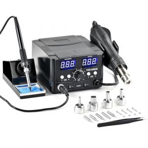 CREWORKS 2 en 1 Station de Soudage 8582D avec Pistolet à Air Chaud 750W Fer à Souder 75W 200-480℃ Affichage LED Numérique (SHIXIEU, neuf)