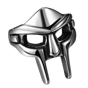 Flongo Bague Homme Acier Inoxydable Masque Spartiate,Bague Biker Motard Homme,Bague Noir Viking Gothique,Cadeau pour Homme,Argent (Flongo, neuf)