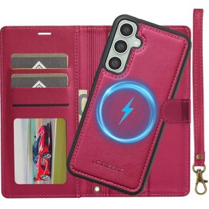 Coque pour Samsung Galaxy S24 5G, 2 en 1 Amovible Housse en Cuir Etui Folio &agrave; Clapet Dragonne, Portefeuille RFID Blocage, B&eacute;quille, Fentes pour Cartes, Folio Magnetique Etui Cuir pour Samsung S24 (Nshkeji, neuf)