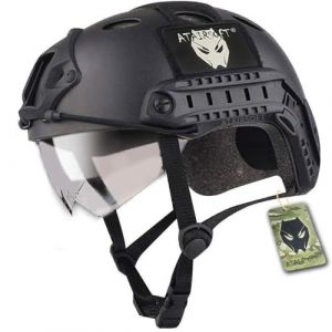 Emerson Casque Fast PJ de type SWAT avec lunettes de protection pour combat rapproché/tir/airsoft/paintball Noir (Kecrotac, neuf)