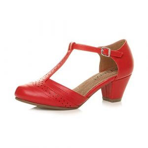 Femmes Talon Moyen découper Chaussures Richelieu Escarpins Pointure 8 - Rouge Mat - 41 EU (Ajvani Shoes, neuf)