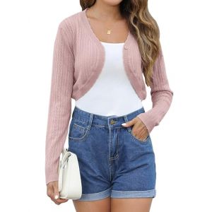 Gyabnw Boléro Cardigan à Manches Longues Gilet Femme Tricoté Ajouré Boléro Chic et Elégant au Printemps et à L'automne Veste Cardigan de Mariage Robe de Soirée (XUN Fashion, neuf)