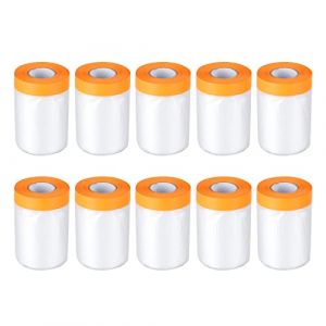 10 rouleaux de film de protection avec ruban adhésif inclus dimensions 55 cm x 20 m Film de protection transparent avec ruban doré résistant aux UV pour protéger contre la poussière et la peinture (TAN YUQUAN, neuf)