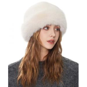 YEKEYI Chapeau chaud en fausse fourrure pour femme, chapeau de mode pour l'hiver, chapeau de vison synth&eacute;tique polyvalent, nouveau b&eacute;ret d'hiver, chapeau seau, beige, Taille unique (YEKEYI-FR, neuf)