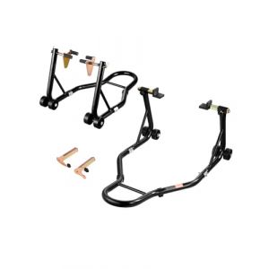 VEVOR B&eacute;quille Roue Avant et Arri&egrave;re, L&egrave;ve Moto Charge 499 kg, avec Fourche Avant Double, Fourche Arri&egrave;re U+L, Bras Oscillant, Compatible avec la Plupart des Motos Yamaha, Honda, Kawasaki, Suzuki (VEVOR Direct Store FR, neuf)