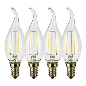 SUNSEED 4x Ampoule Filament LED Flamme E14 2W &eacute;quivalent 25W Blanc Naturel 4000K (Officine Led, neuf)