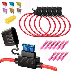 Gebildet 5pcs 16AWG Porte-fusibles Lame Enfichable Etanche avec Fil,DC 32V 20A Add-A-Circuit pour Camion Voiture,avec 6pcs de Fusible à Lame Standard et 10pcs Borne Thermorétractable Étanche (Gebildet-FR, neuf)
