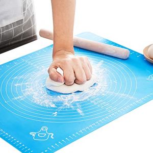 LIMNUO Tapis de cuisson en silicone, extra épais, grand tapis de pâte antidérapant avec mesure, pour pâte, croûte à tarte, tapis à rouler, antiadhésif et antidérapant (Bleu, 50×40cm) (LIMNUO EU, neuf)