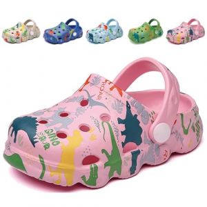 Sabots Mules Enfant Garcon Fille Pantoufles Chaussures de Jardin Dinosaur Chaussons &Eacute;t&eacute; Sandales de Plage Maison Antid&eacute;rapant Chaussons Rose EU 22 (Taille de l'&eacute;tiquette 140mm) (bobing, neuf)