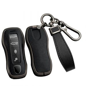 ontto Coque de Protection pour clé - Convient pour Porsche Cayenne Macan Panamera Taycan 718 911 971 2020-2024 - en Cuir synthétique - Porte-clés de Voiture - 3/4 Boutons - Noir (Ontto, neuf)