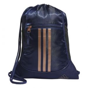 adidas Alliance Sackpack Sac à dos avec cordon de serrage, Bleu foncé/or rose, One Size, Alliance Sac à dos léger avec cordon de serrage pour homme et femme (DignityWardrobe, neuf)