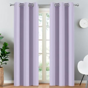 Yakamok Rideaux occultants &agrave; isolation thermique avec &oelig;illets de couleur unie pour chambre &agrave; coucher/salon (96,5 x 228,6 cm, lilas, 2 panneaux) (Nana Living Museum, neuf)