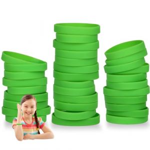 THXIY 50 Pi&egrave;ces Bracelets en silicone de 7 pouces pour enfants, adolescents, bracelets en caoutchouc pour &eacute;v&eacute;nements, Bracelet &eacute;lastique en Caoutchouc Vert (O-Center store, neuf)