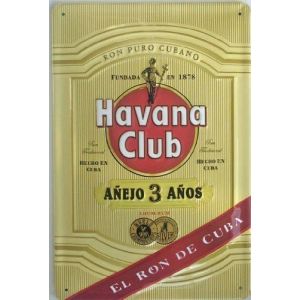 Havana Club rhum El Ron De Cuba Signe De métal embossé (hi 2030) pt (Signs-Unique, neuf)