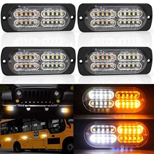 Biqing Feux Stroboscopique, LEDs Lampe Flash Stroboscope Gyrophare LED Feux P&eacute;n&eacute;trations Avant Voyant d&rsquo;Alarme Urgence Strobe 12V/24V pour Voiture Camion Remorque (20LED-Jaune&Blanc-4X) (YuanGu, neuf)