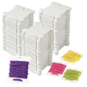 300 Pcs Blanc Bobine Plaque de Fil en Plastique,Carte de Fil &agrave; Broder Roderie Croix Canette Organiseur de Fil &agrave; Coudre pour Couture Bricolage (lupingmaoyi, neuf)