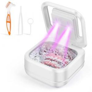 Nettoyeur Ultrasons,GuKKK 45KHz Detartreur Dentaire Ultrason UV,180ML Nettoyeur Ultrason Appareil Dentaire pour Prothèses Dentaires,Protège-dents de Nuit, Aligneur,Tête de Brosse,Bijoux (Bananheim Solutions KFT., neuf)