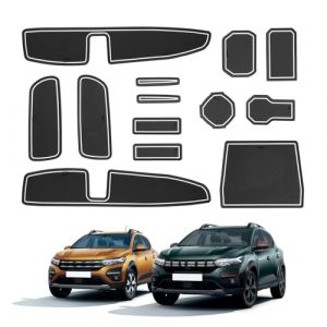 ECOZEN Tapis en caoutchouc antid&eacute;rapants pour Dacia Sandero 3/Stepway 3 2021-2025 imperm&eacute;ables antid&eacute;rapants Tapis antid&eacute;rapant Dacia Sandero III accessoires pour console centrale porte-gobelets (ECOZEN-GROUP, neuf)