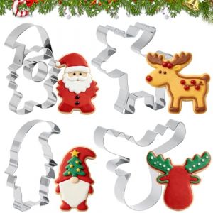 Emporte Piece Noel, 4 PCS Moule Biscuit Noel, Emporte Piece Biscuit No&euml;l, Emporte Pi&egrave;ce No&euml;l Sabl&eacute;, Moules Gateau Noels, Emportes Pieces pour Biscuits, G&acirc;teaux, Chocolat, P&acirc;tisserie (4PCS) (qizhiparty, neuf)