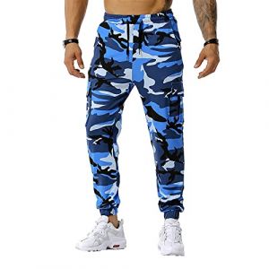G&eacute;n&eacute;rique Pantalon De Camouflage Homme, Survetement Militaire Avec Cordon De Serrage, Jogging D&eacute;Contract&eacute;, Randonn&eacute;E Avec Poches (Bleu, XL) (SHONTON, neuf)