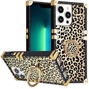 DMaos Coque pour iPhone 15 Plus avec bague pour femme, or magnifique strass bling bling diamant b&eacute;quille pour iPhone 15 Plus 6,7" - L&eacute;opard (DMaos-FR, neuf)