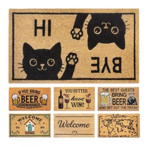 LUA VIKA Paillasson Exterieur Entree - Hi Bye Chat - 40x70 cm - Tapis Entree Exterieur Antid&eacute;rapant - Tapis Coco Interieur Drole - Paillasson Coco Original Rigolo (LUA VIKA, neuf)